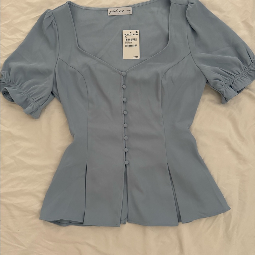Petal & Pup Sky Blue Buttoned Blouse